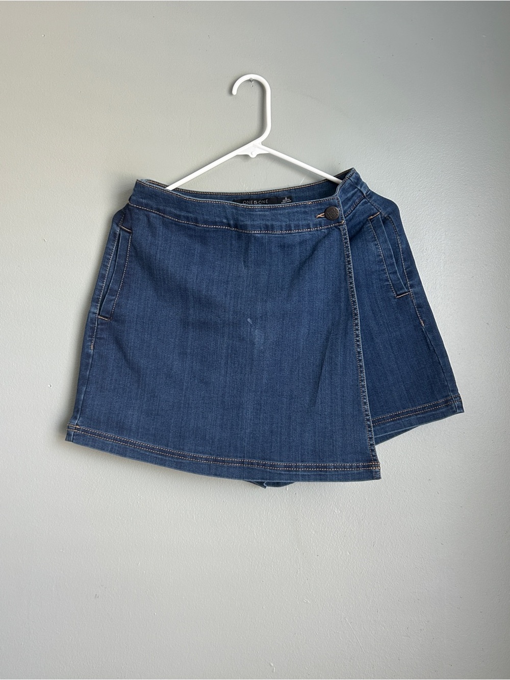one 5 one Dark Blue Denim Wrap Skort
